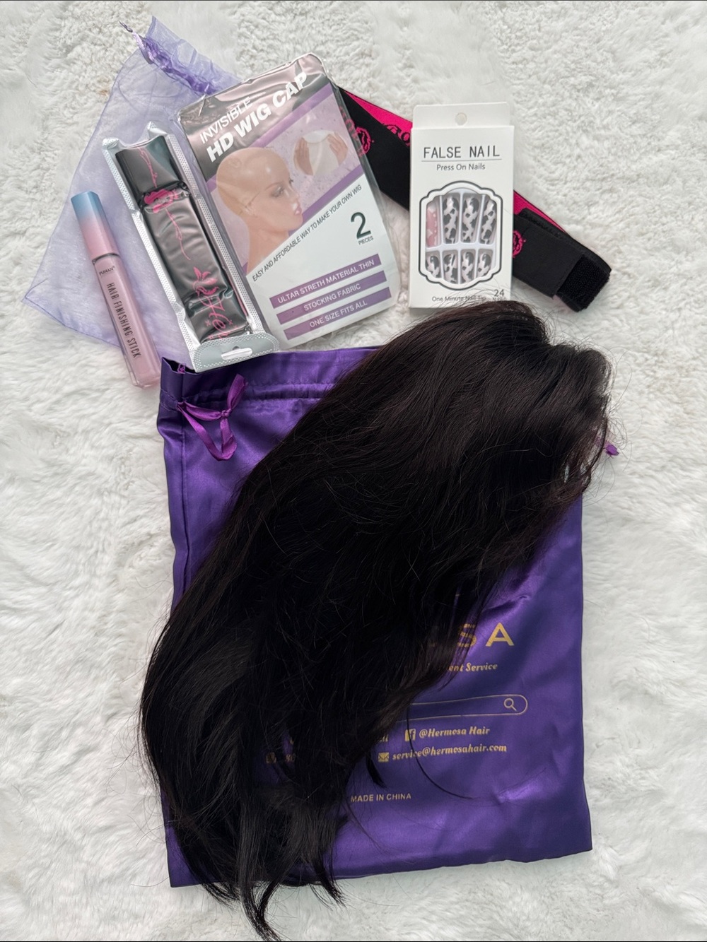 Premium Dark Brown Human-hair Wig with Kit